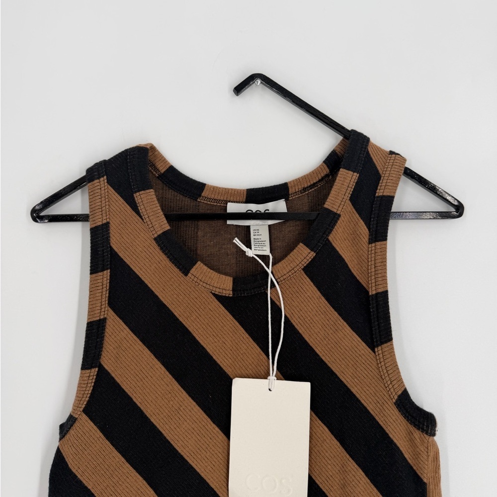 Cos Ribbed Knit Striped Black Brown Rare Tank Top